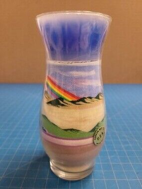 Rainbow Way LTD Sand Art Candle Holder USA Handcrafted Rainbow Scene 6.75"